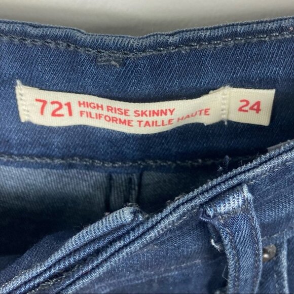 Levis 721 Skinny Jeans High Rise 188820012 Blue Size 24 Minimal Stretch Denim‎ - Picture 4 of 9